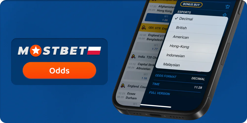 Różne formaty kursów w serwisie Mostbet dla polskich graczy